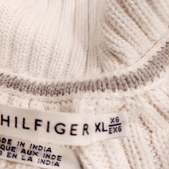 Tommy Hilfiger X-Large 1/4 Zip Ivory Logo Sweater - Picture 6 of 9
